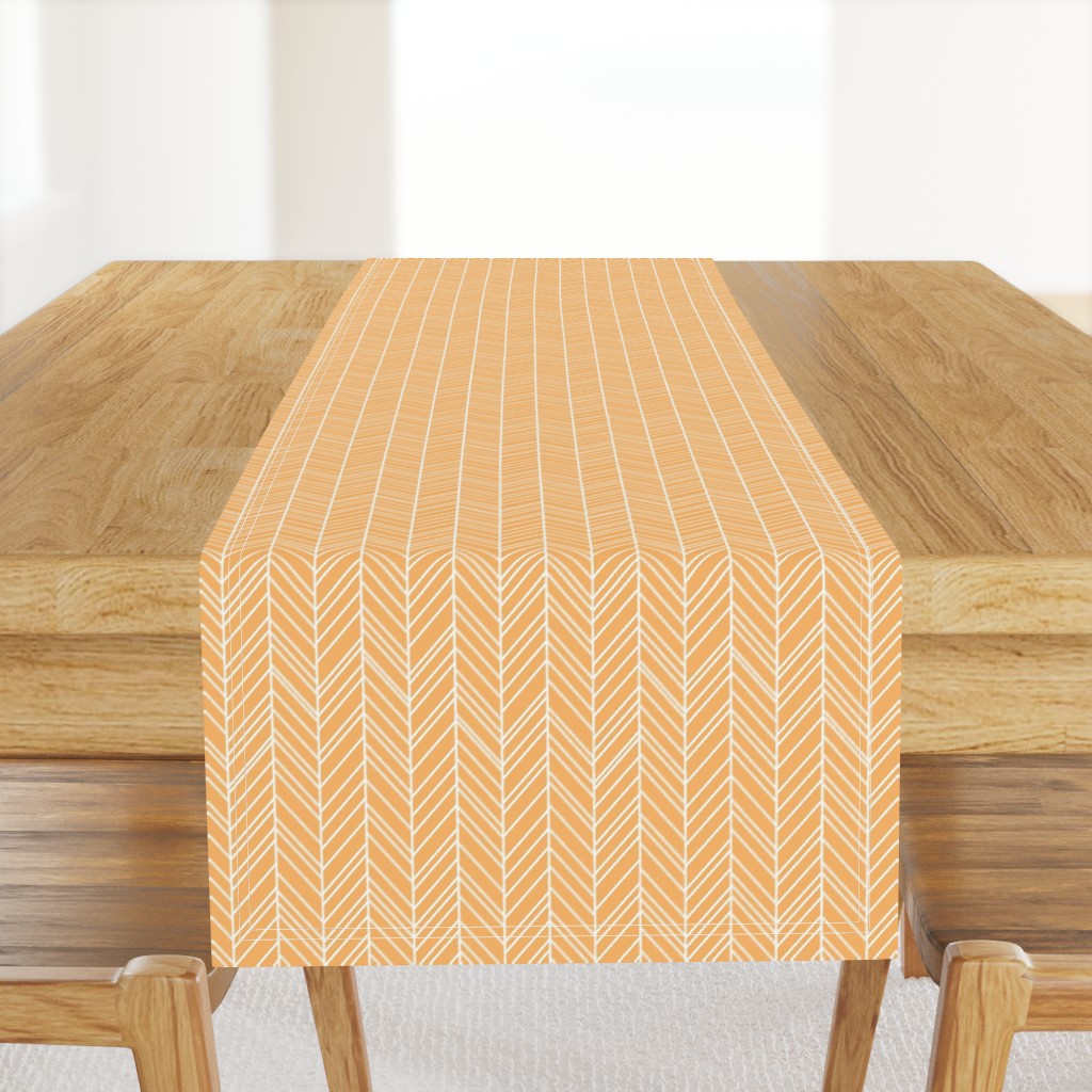 herringbone feathers mango orange