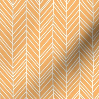 herringbone feathers mango orange