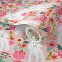 toy poodle florals dog fabric toy dogs breeds - pink