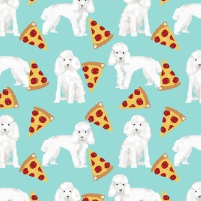 toy poodle pizza fabric dogs and pizza funny fabric - blue