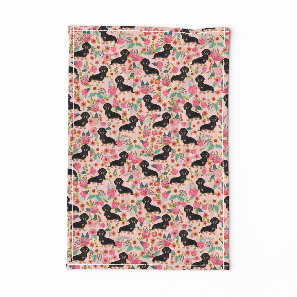 Doxie Flowers florals Dachshund pink