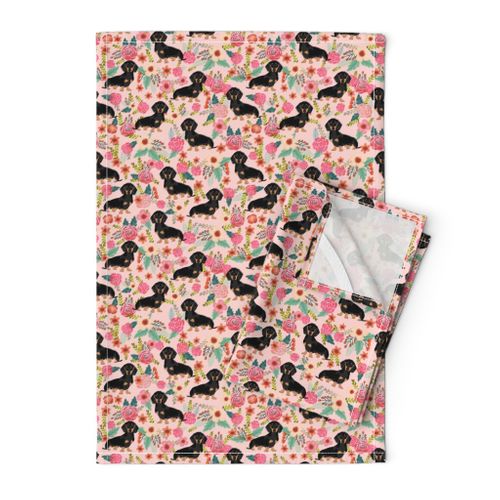 Doxie Flowers florals Dachshund pink