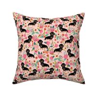 Doxie Flowers florals Dachshund pink