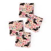 Doxie Flowers florals Dachshund pink