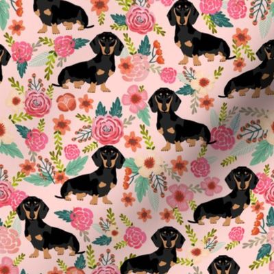 Doxie Flowers florals Dachshund pink