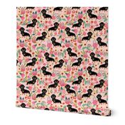 Doxie Flowers florals Dachshund pink