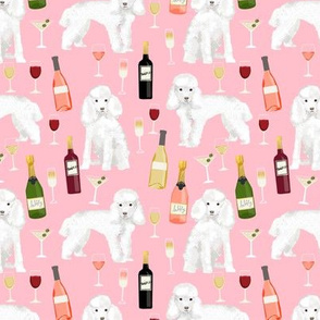 toy poodle wine drinks cocktails yappy hour fabric cute dogs fabric - pink