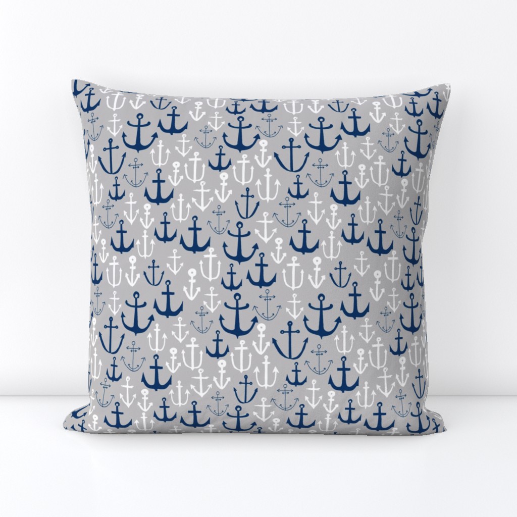 anchors // navy and grey nautical fabric maritime anchor summer design by andrea lauren