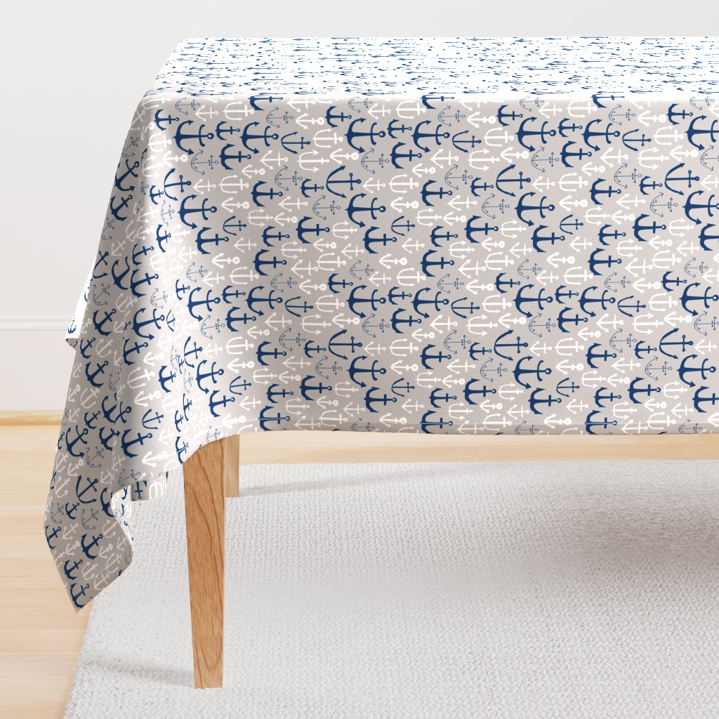 anchors // navy and grey nautical fabric maritime anchor summer design by andrea lauren