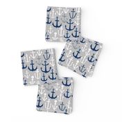 anchors // navy and grey nautical fabric maritime anchor summer design by andrea lauren