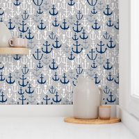 anchors // navy and grey nautical fabric maritime anchor summer design by andrea lauren