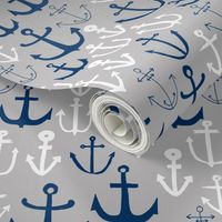 anchors // navy and grey nautical fabric maritime anchor summer design by andrea lauren