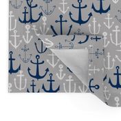 anchors // navy and grey nautical fabric maritime anchor summer design by andrea lauren