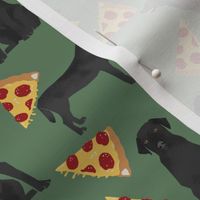 Black Lab pizza party dogs and food fabric 
