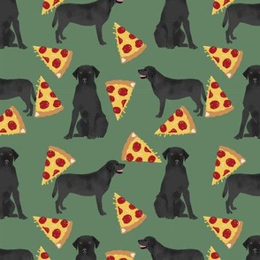 Black Lab pizza party dogs and food fabric 