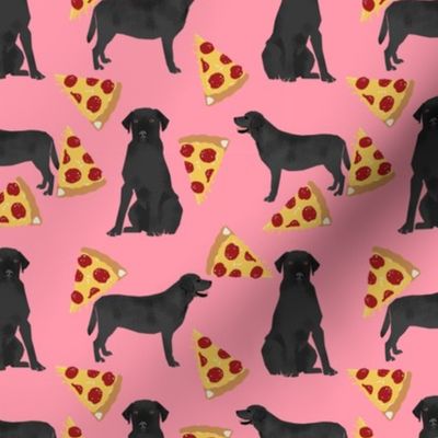 Black Lab pizza slices pink dog fabric 