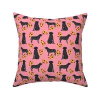 Black Lab pizza slices pink dog fabric 