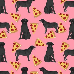 Black Lab pizza slices pink dog fabric 