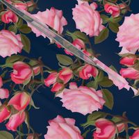 Painted_Pink_Roses_on_dark_blue