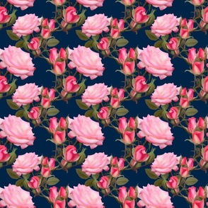 Painted_Pink_Roses_on_dark_blue