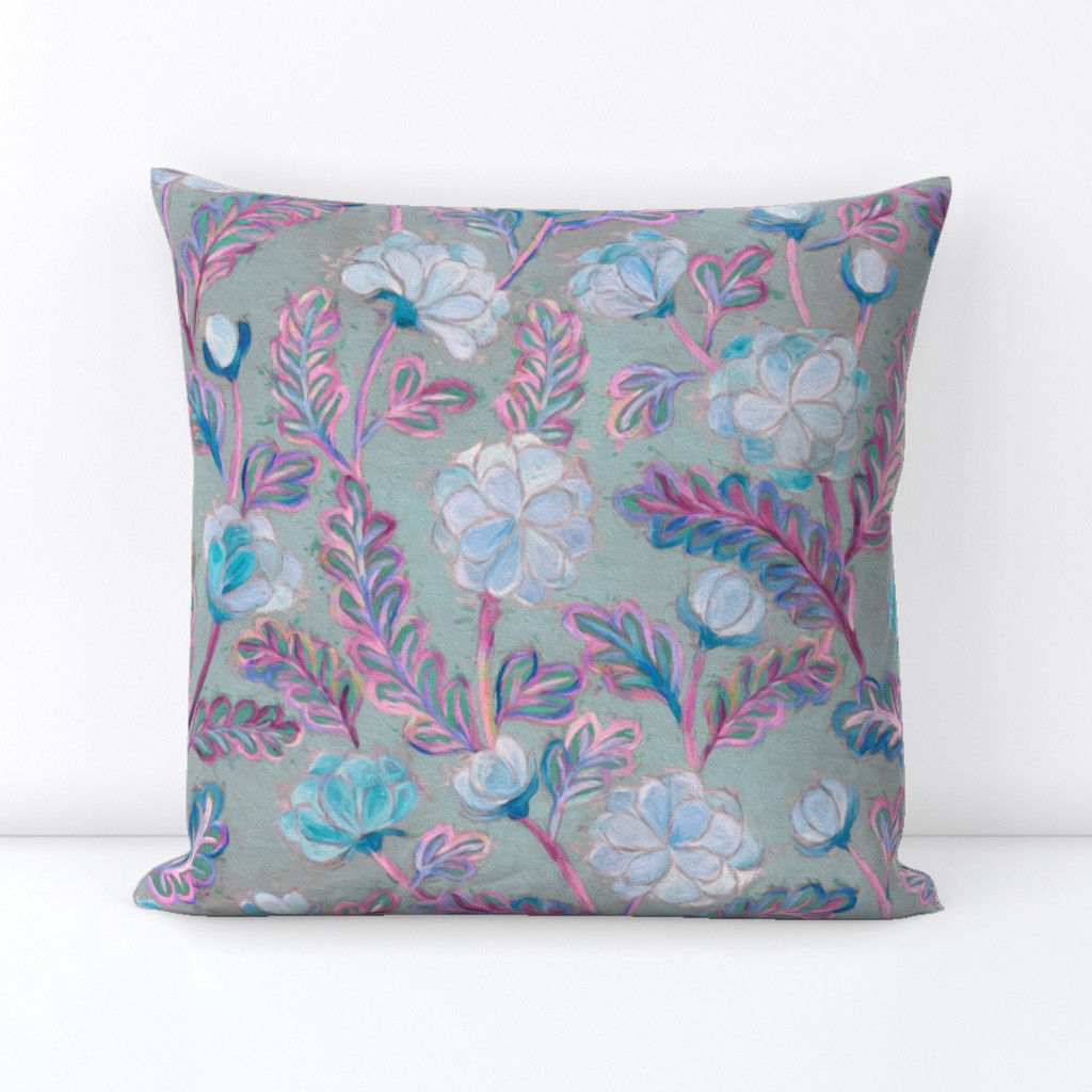 Soft Smudgy Blue and Purple Floral Pattern Large