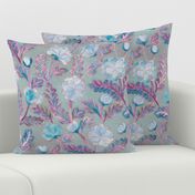 Soft Smudgy Blue and Purple Floral Pattern Large
