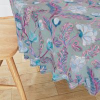 Soft Smudgy Blue and Purple Floral Pattern Large