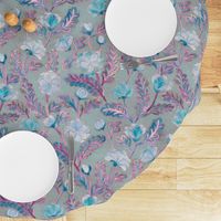 Soft Smudgy Blue and Purple Floral Pattern Large