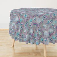 Soft Smudgy Blue and Purple Floral Pattern Large