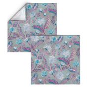 Soft Smudgy Blue and Purple Floral Pattern Large