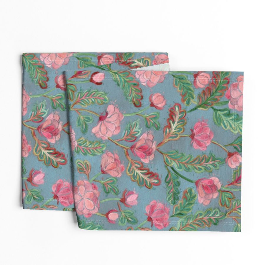 Soft Smudgy Pink and Green Floral Pattern Large