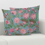 Soft Smudgy Pink and Green Floral Pattern Large