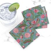 Soft Smudgy Pink and Green Floral Pattern Small