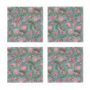 Soft Smudgy Pink and Green Floral Pattern Small