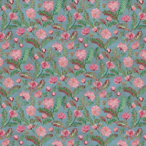 Soft Smudgy Pink and Green Floral Pattern Small