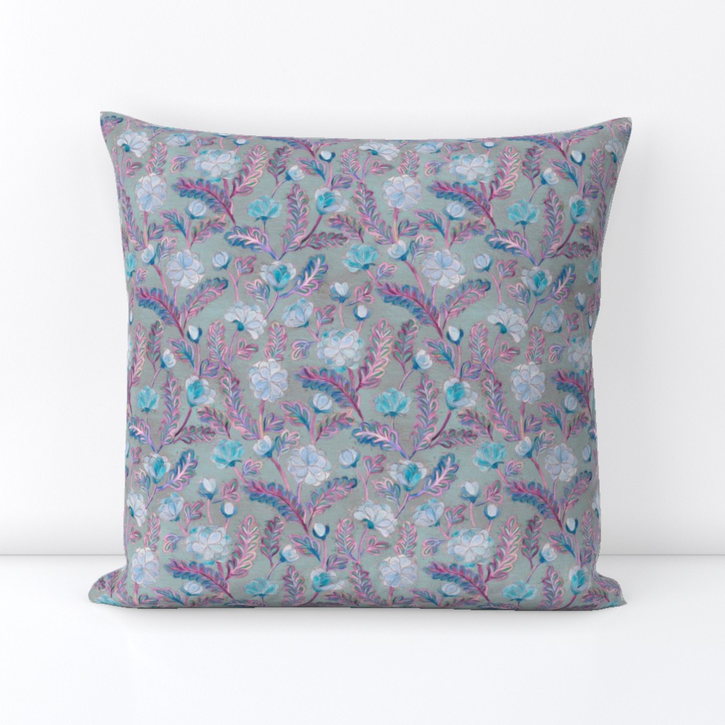 Soft Smudgy Blue and Purple Floral Pattern Small