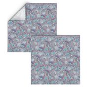 Soft Smudgy Blue and Purple Floral Pattern Small