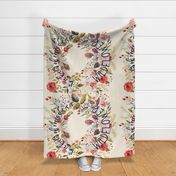 In a Field of Roses She is a Wildflower Vintage watercolor flowers Cream BG - KONA