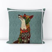 floral fox aya damask pillow panel