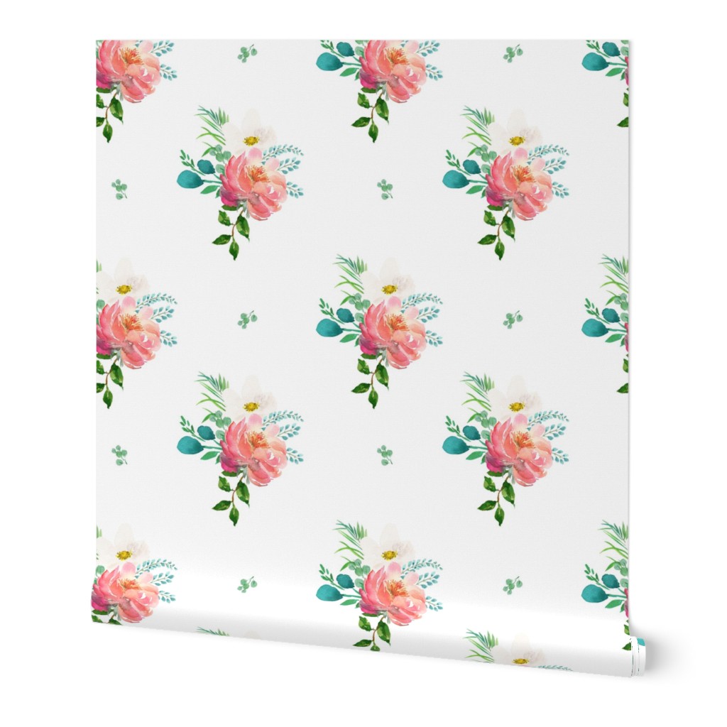 6" Flamingo Park Florals - White