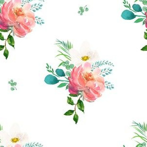 6" Flamingo Park Florals - White