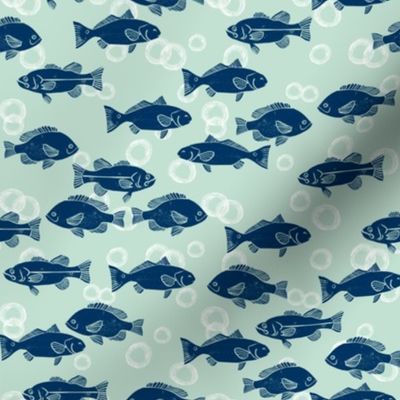 fish // navy and mint summer fabric summer fishes nautical fabric