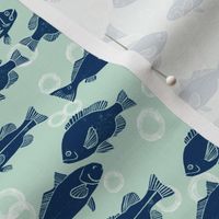 fish // navy and mint summer fabric summer fishes nautical fabric