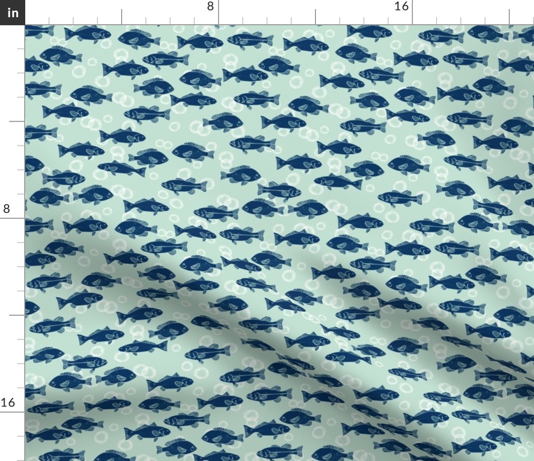 fish // navy and mint summer fabric summer fishes nautical fabric