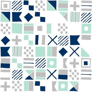 sailing flags // navy mint and grey nautical maritime fabric summer nautical design