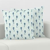 seahorse // summer nautical stripes mint and navy summer seahorse fabric by andrea lauren