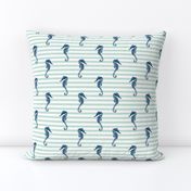 seahorse // summer nautical stripes mint and navy summer seahorse fabric by andrea lauren