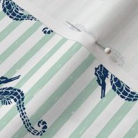 seahorse // summer nautical stripes mint and navy summer seahorse fabric by andrea lauren