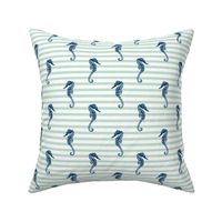 seahorse // summer nautical stripes mint and navy summer seahorse fabric by andrea lauren
