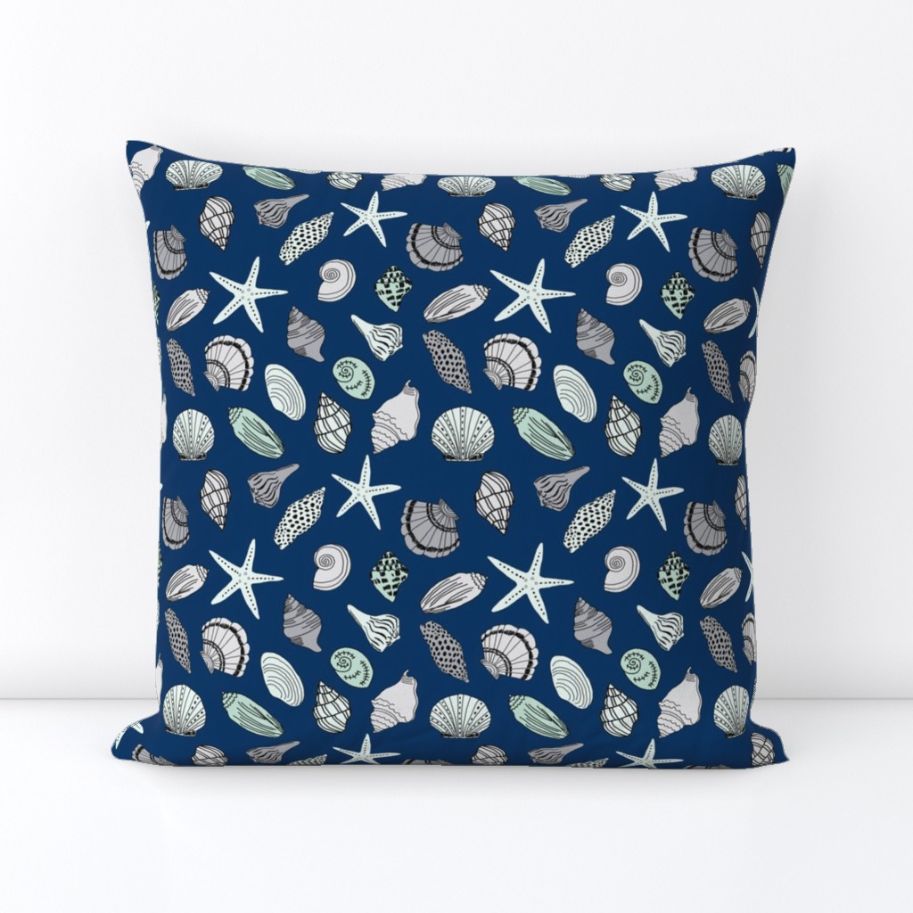 seashells // sea shells beach summer nautical fabric hand-drawn andrea lauren fabric